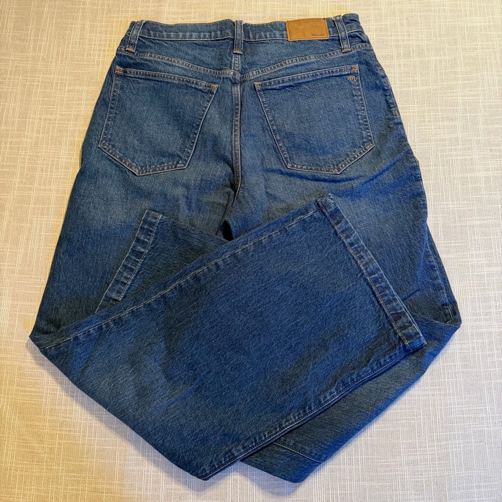 Madewell Perfect Vintage Wide Leg Jeans Blue Denim Patch Pocket High Rise 29